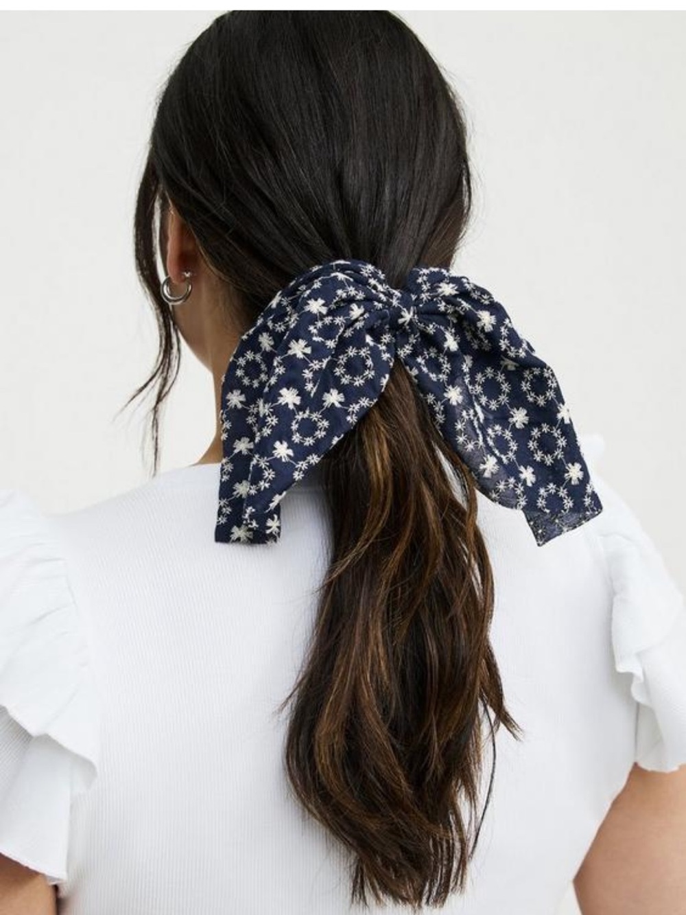 torrid Navy Floral Tie Bow Hair Scarf N22